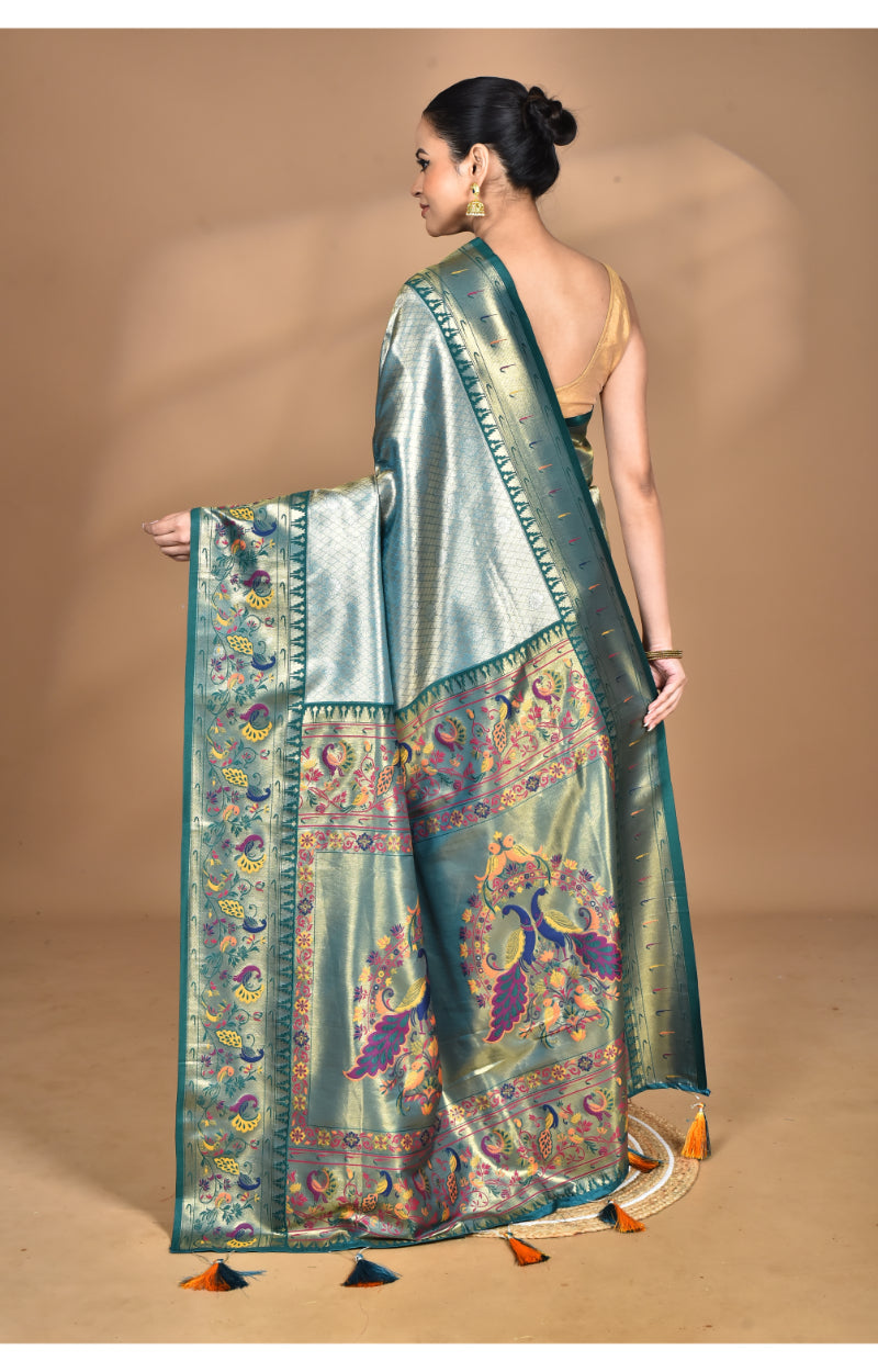 Morchari Women Desgin Banarasi Silk Saree-Green | Swadesiicart