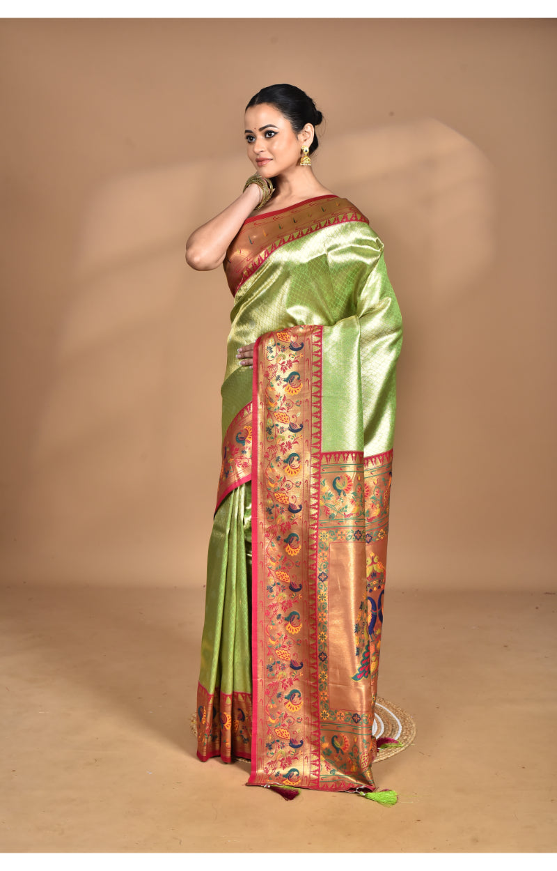 Morchari Women Desgin Banarasi Silk Saree-Green | Swadesiicart