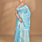 Morchari Banarasi Silk Chanderi Saree-Blue | Swadesiicart