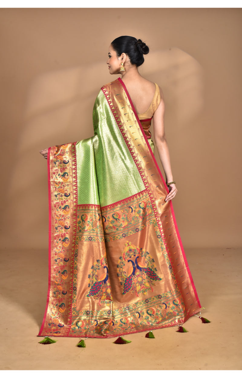 Morchari Women Desgin Banarasi Silk Saree-Green | Swadesiicart