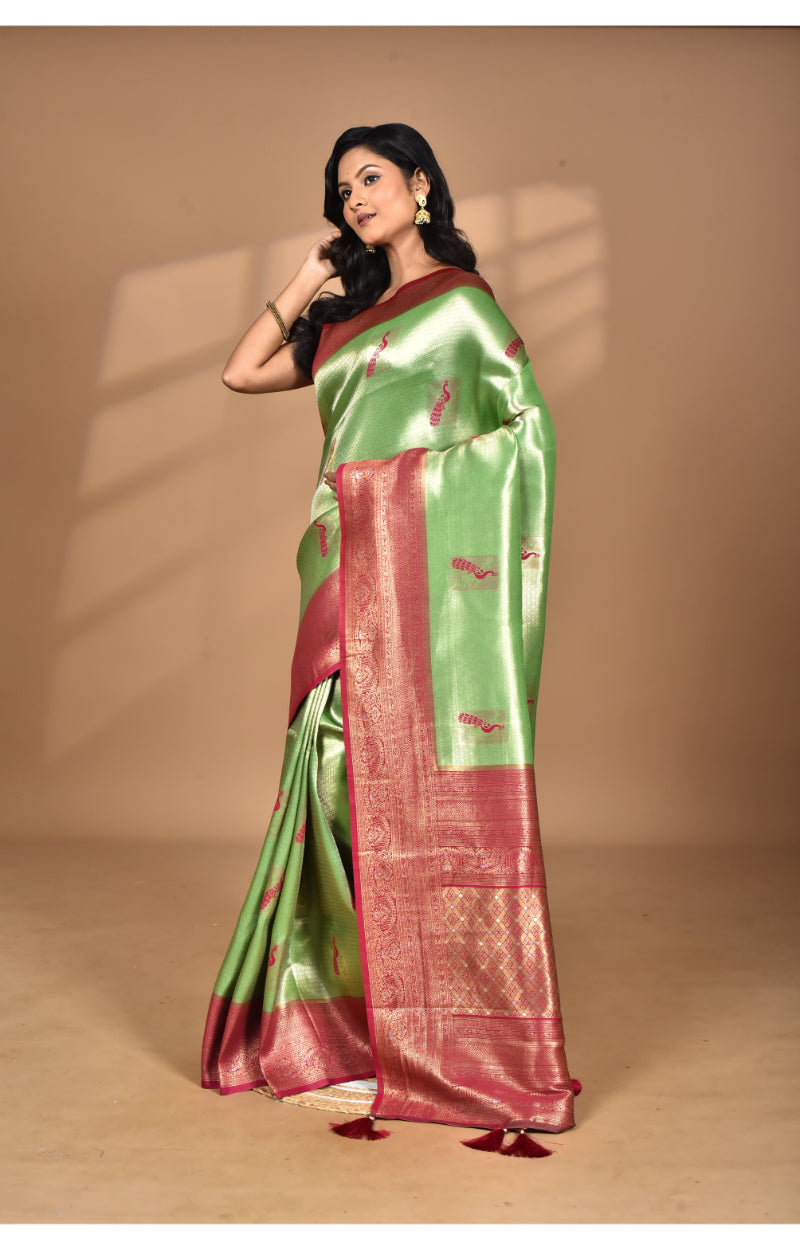Morchari Women Desgin Banarasi Silk Saree-Green | Swadesiicart