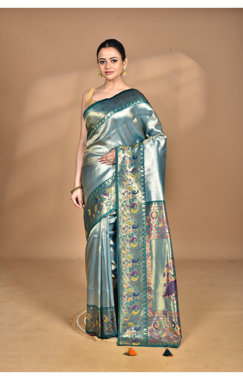Morchari Women Desgin Banarasi Silk Saree-Green | Swadesiicart