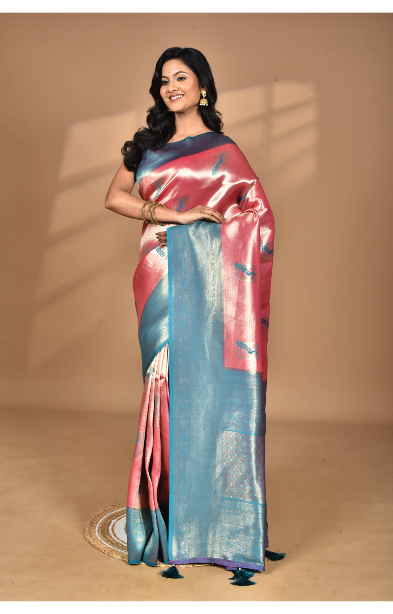 Morchari Women Desgin Banarasi Silk Saree-Pink | Swadesiicart