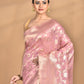 Morchari Banarasi Silk Chanderi Saree-Pink | Swadesiicart