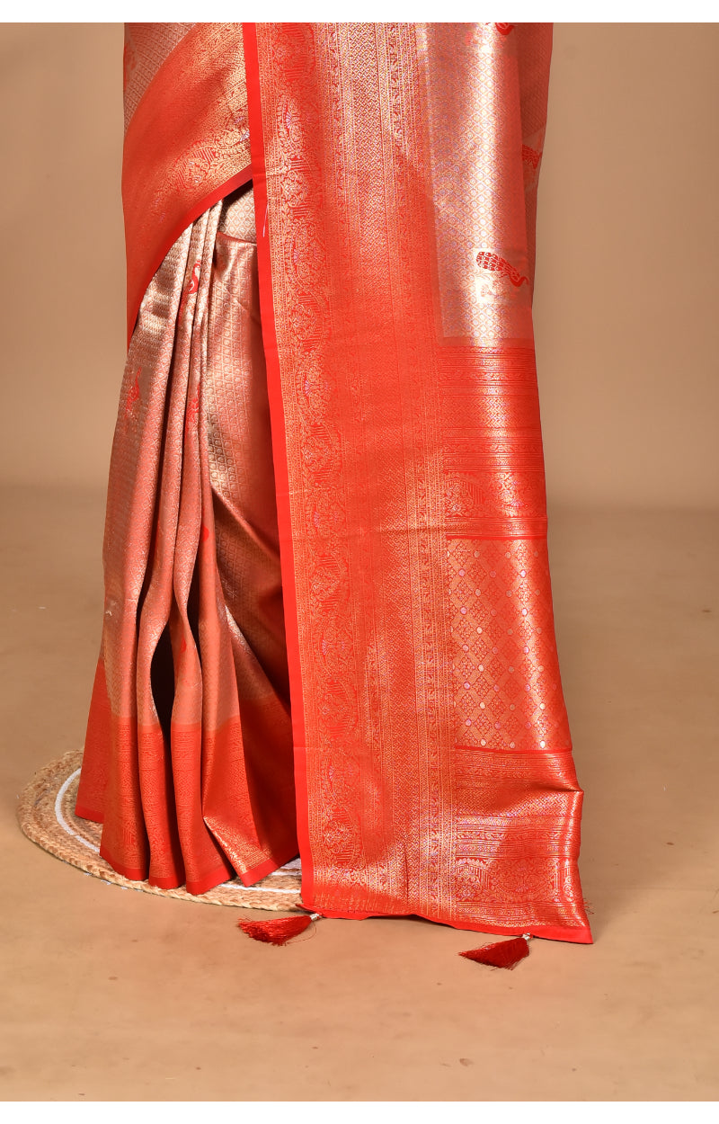 Morchari Women Desgin Banarasi Silk Saree-Red | Swadesiicart