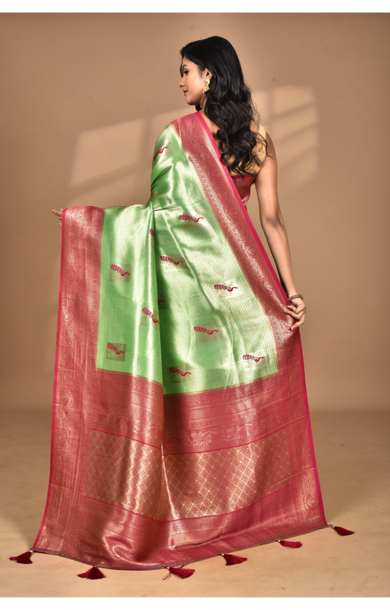 Morchari Women Desgin Banarasi Silk Saree-Green | Swadesiicart