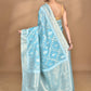 Morchari Banarasi Silk Chanderi Saree-Blue | Swadesiicart