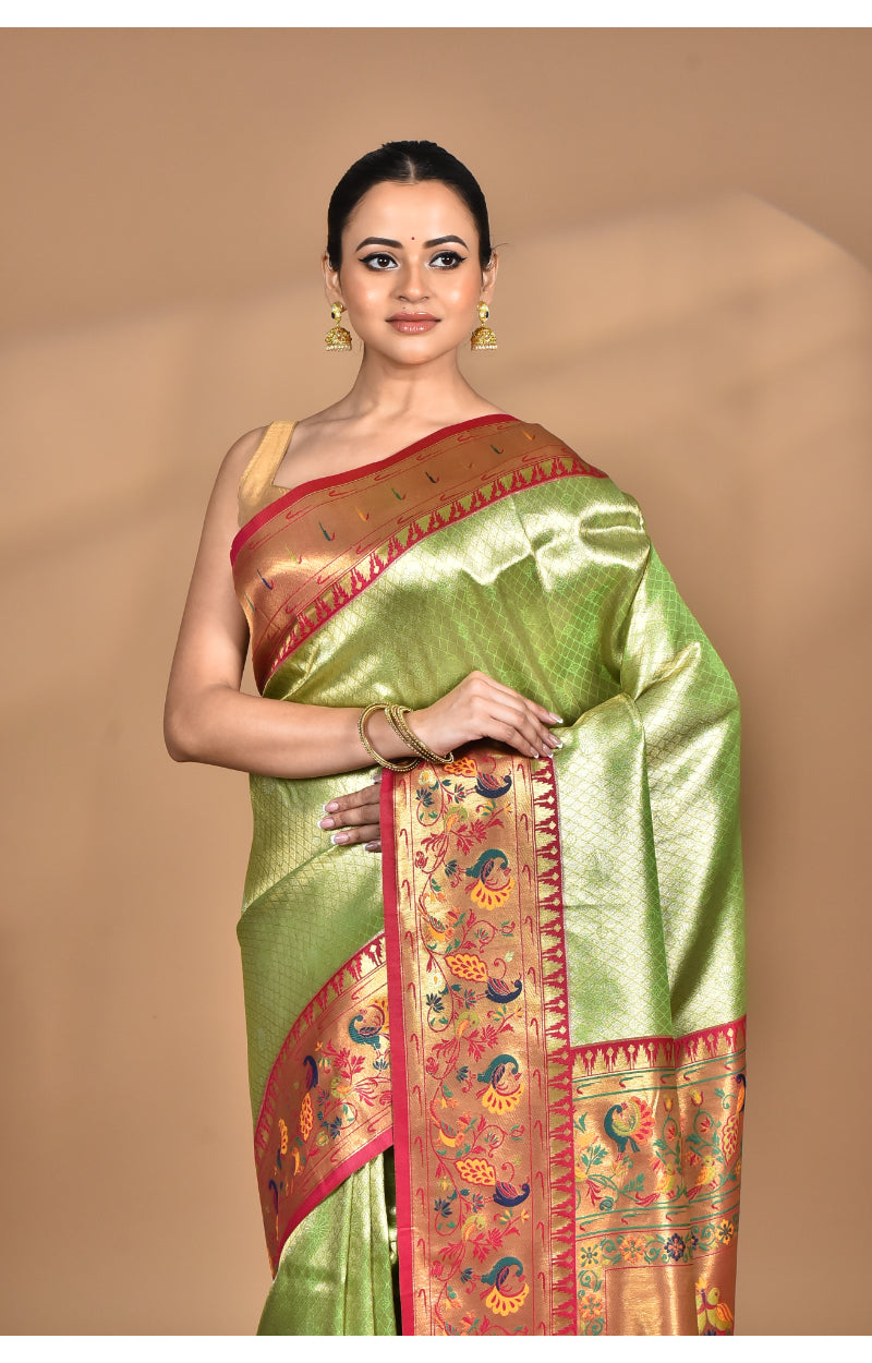 Morchari Women Desgin Banarasi Silk Saree-Green | Swadesiicart