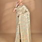 Morchari Banarasi Silk Chanderi Saree-Cream | Swadesiicart