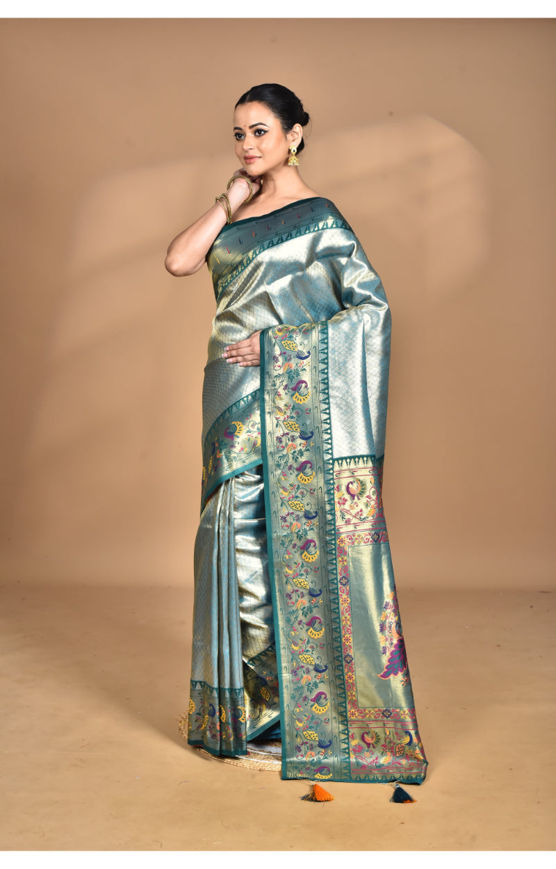 Morchari Women Desgin Banarasi Silk Saree-Green | Swadesiicart