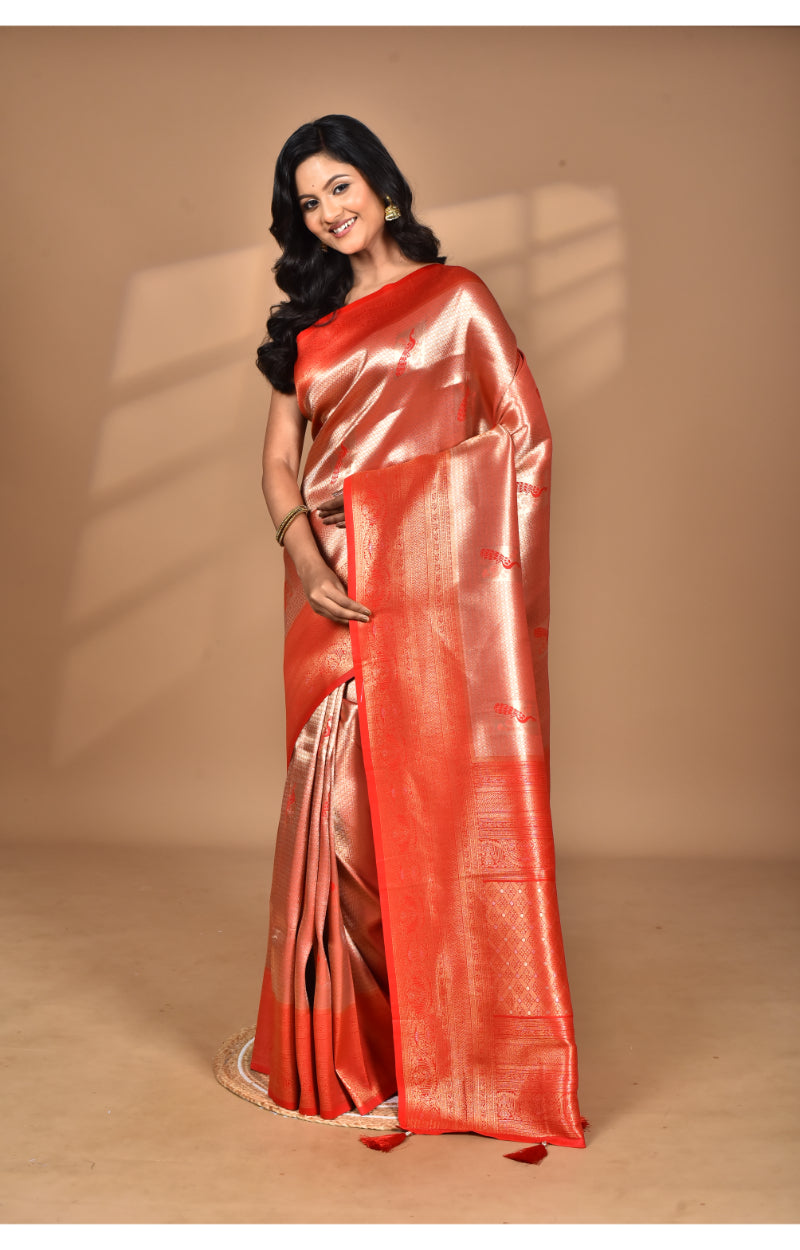 Morchari Women Desgin Banarasi Silk Saree-Red | Swadesiicart