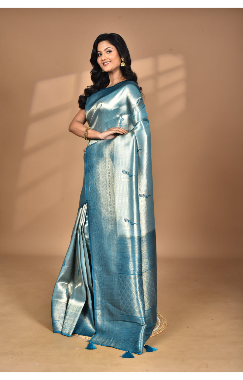 Morchari Women Desgin Banarasi Silk Saree-Green | Swadesiicart