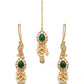 Kundan Choker with Matching Earrings & Maang Tikka Jewellery Set (Gold) - Ruby Raang - Swadesiicart
