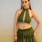 Aastha Fashion Mehandi Green Butterfly Net Tone To Tone Cotton Thread Work And Sequence Work Embroidery Wedding Wear Lehenga Choli