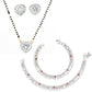 AanyaCentric Gold-Polished Mangalsutra Pendant Earring Set & Silver Plated Anklet