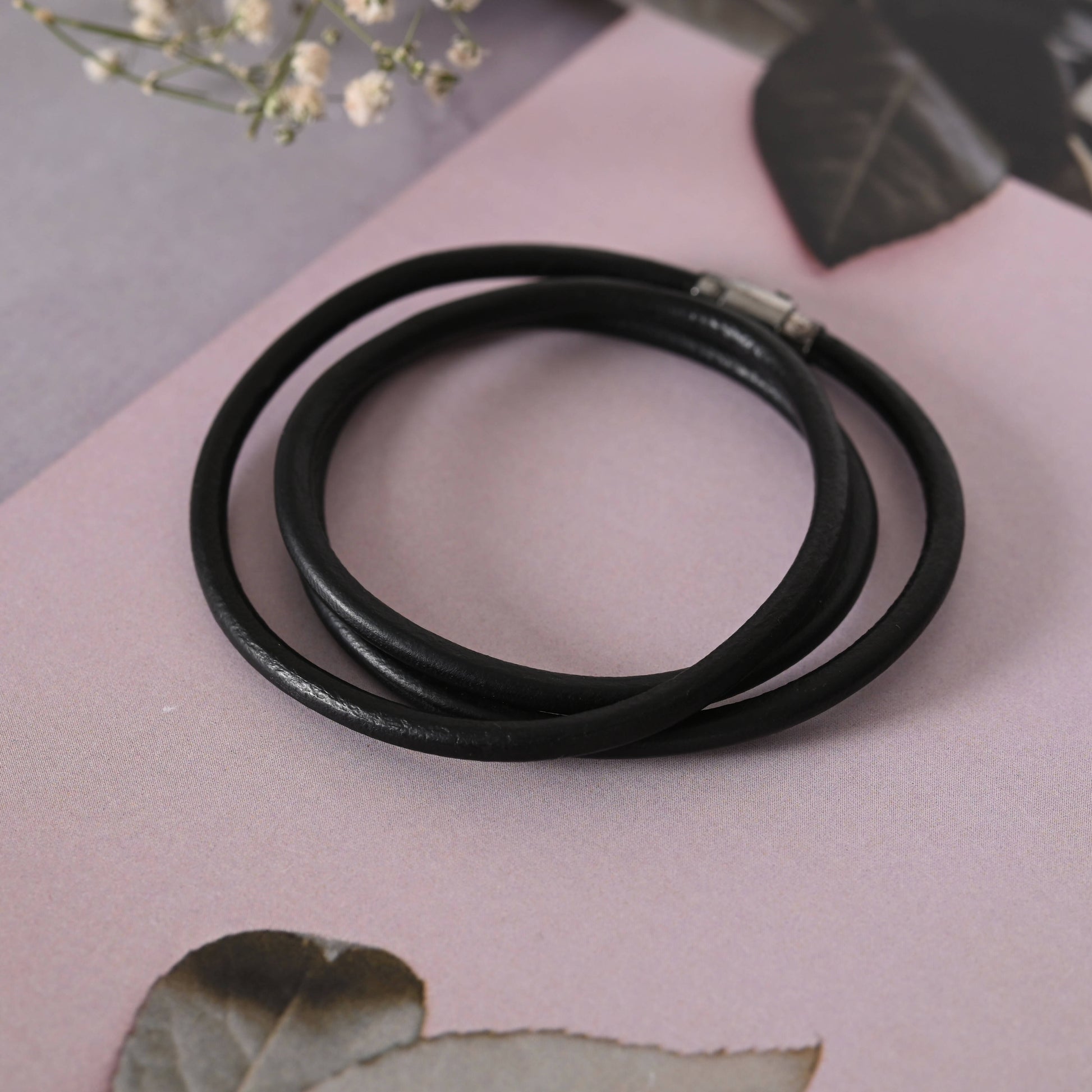 NVR Men Black Wraparound Bracelet - Swadesiicart