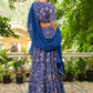 Janasya Blue Georgette Floral Lehenga Choli Dupatta | Swadesiicart