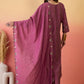 Vegaa Fashion Onion Pink Roman Silk Embroidered Palazzo Suit - Swadesiicart