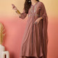 Vegaa Fashion Brown Roman Silk Embroidered Palazzo Suit - Swadesiicart