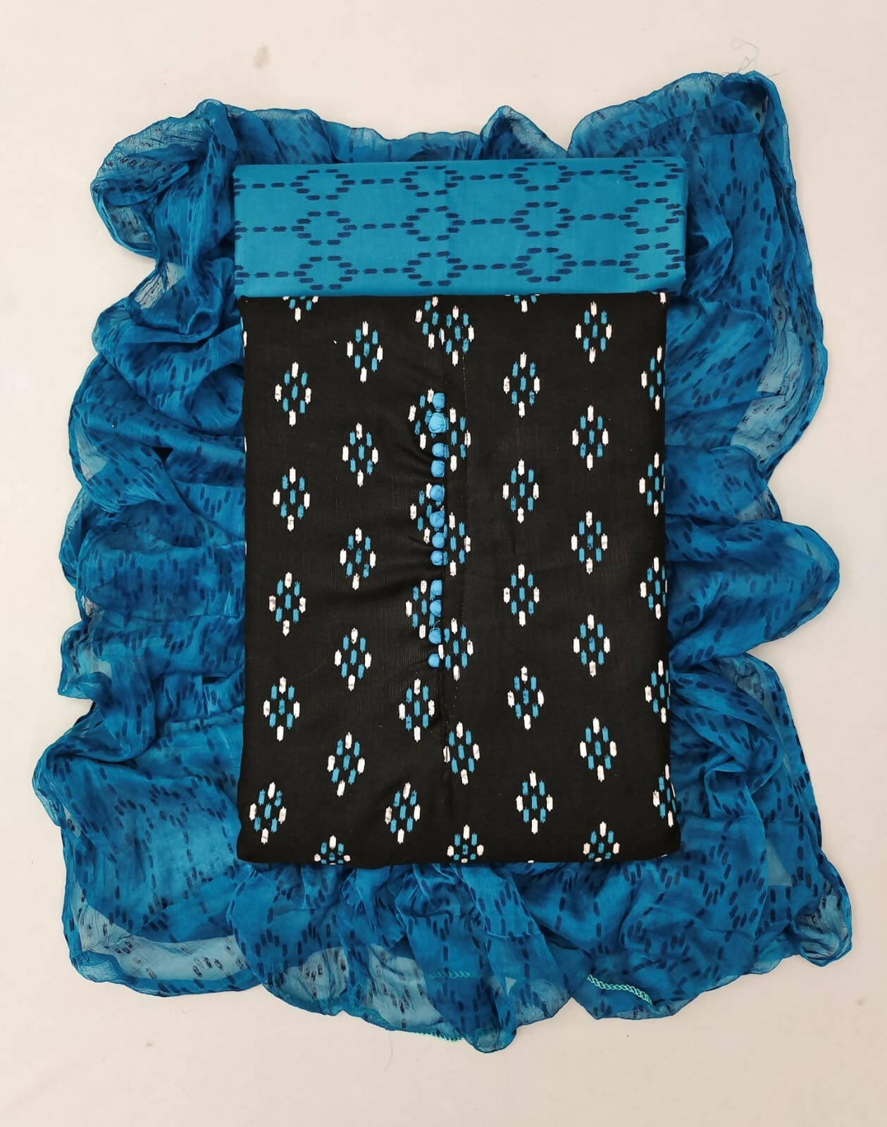 Black Cotton Printed Unstitched Dress Material - Amara