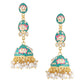 NVR Women Gold-Polished Blue Kundan Jhumkas Earrings | Swadesiicart