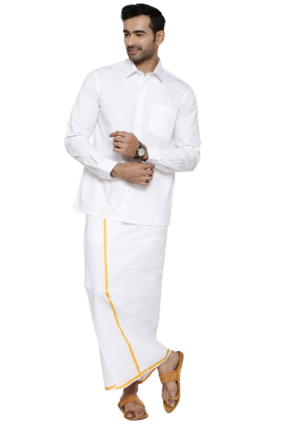 Ramraj Cotton Mens Full Sleeve Formal 100 % Cotton White Shirt | Swadesiicart