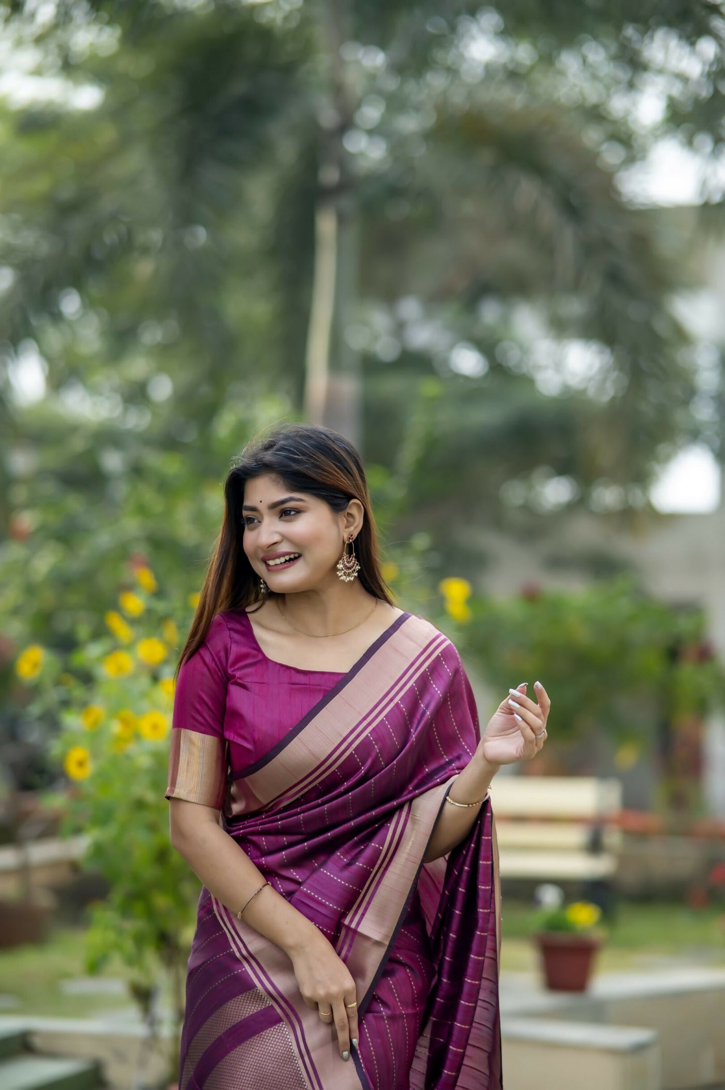 Vishnu Weaves Women's Rani Raw Silk Saree with Blouse - Swadesiicart