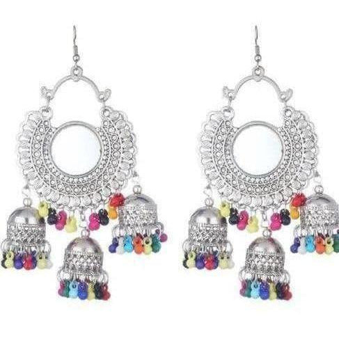 MS Fashion India Half Moon Design Mirror Kashmiri Jhumka Earrings | Swadesiicart
