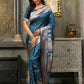 Astita Banarasi Silk Blue Saree | Swadesiicart