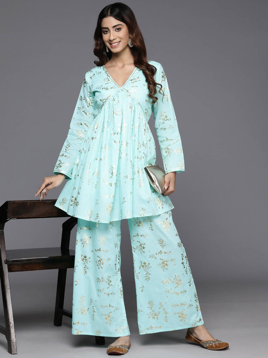 Ahalyaa Women's Traditional Wear Co-ods - Blue | Swadesiicart