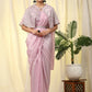 Light Lavendar Satin Solid Ready to wear Saree with stitched Blouse - Vanita | Swadesiicart