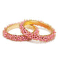 Mominos Fashion Joharkamal Gold-Polished Baby Pink Beads Work Bangles - Mominos Fashion