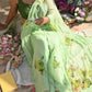 Exclusive Collection Beautiful Light Green Pure Cotton Hand Print Handloom Saree With Running Blouse Piece - Swadesiicart