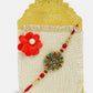 NVR Men Red & Gold-Toned Stone-Studded Rakhi With Roli Chawal & Chocolate | Swadesiicart