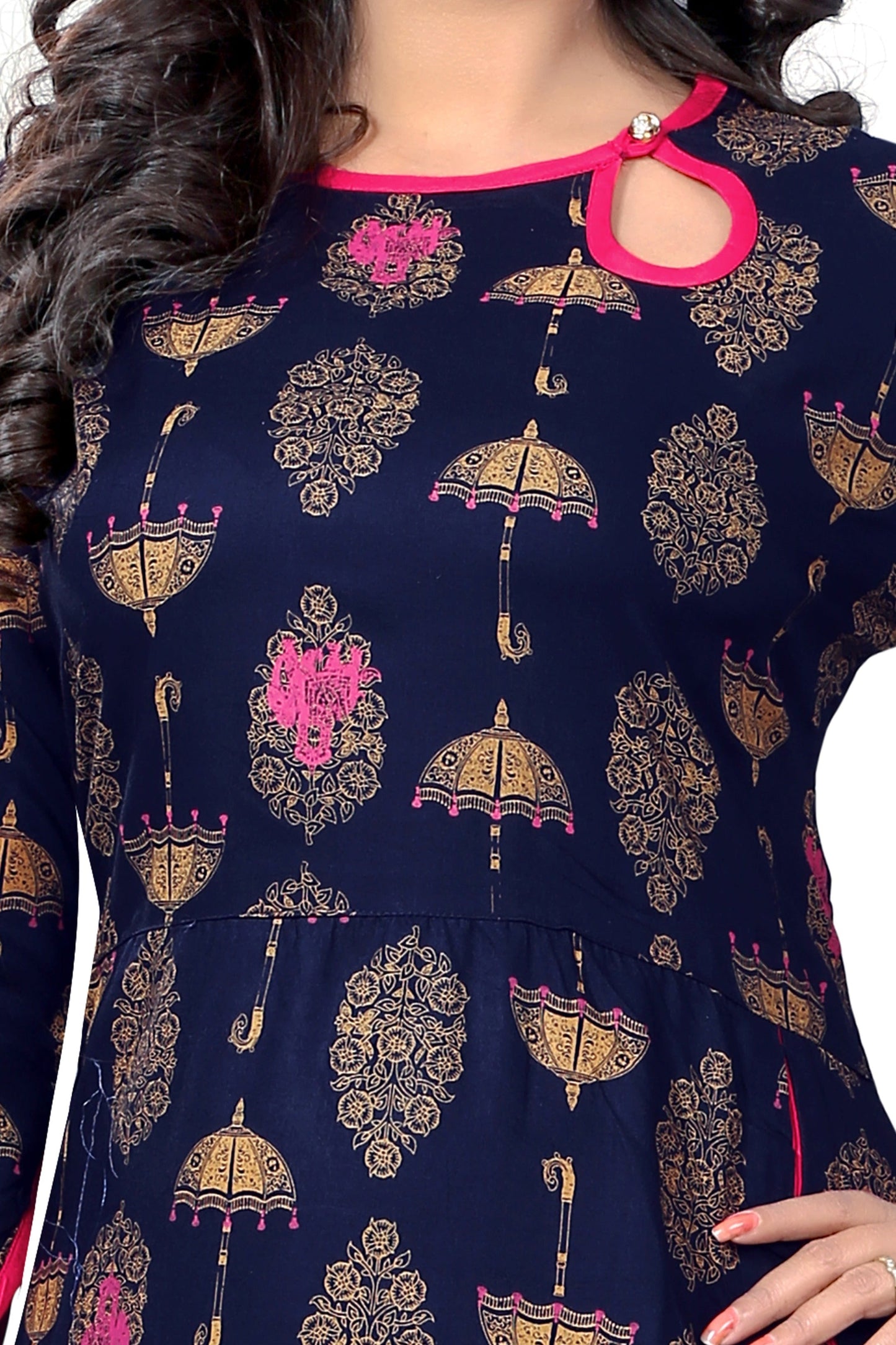 NOZ2TOZ Women Blue Rayon Kurta (1pc) - Swadesiicart