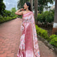 Vamsee Bhavi Red Tussar Dola Satin Silk Saree - Swadesiicart