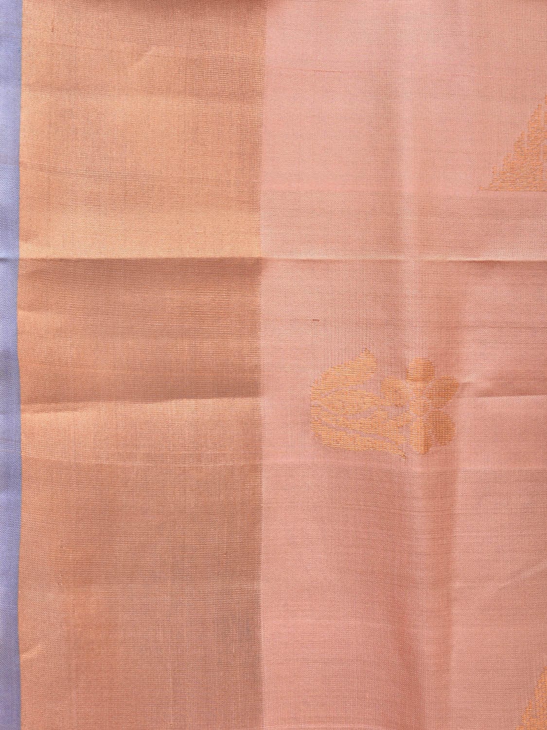 Peach and Light Blue Uppada Silk Handloom Saree with Body Buta Design - Global Threads | Swadesiicart