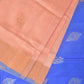 Peach and Light Blue Uppada Silk Handloom Saree with Body Buta Design - Global Threads | Swadesiicart