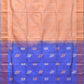 Peach and Light Blue Uppada Silk Handloom Saree with Body Buta Design - Global Threads | Swadesiicart
