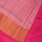 Peach and Pink Uppada Silk Handloom Plain Saree with Contrast Pallu Design - Global Threads | Swadesiicart
