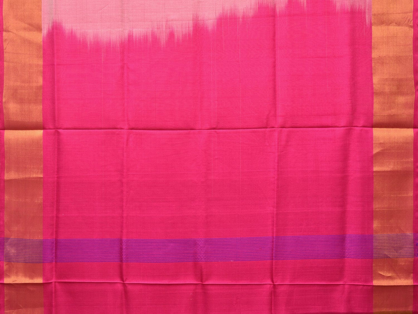 Peach and Pink Uppada Silk Handloom Plain Saree with Contrast Pallu Design - Global Threads | Swadesiicart