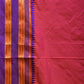Peach and Purple Narayanpet Silk Saree with Checks Design No Blouse - Global Threads | Swadesiicart
