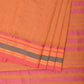 Peach Bamboo Cotton Plain Saree with Border Design No Blouse - Global Threads | Swadesiicart