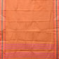 Peach Bamboo Cotton Plain Saree with Border Design No Blouse - Global Threads | Swadesiicart
