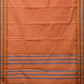 Peach Bamboo Cotton Saree with Checks Design No Blouse - Global Threads | Swadesiicart