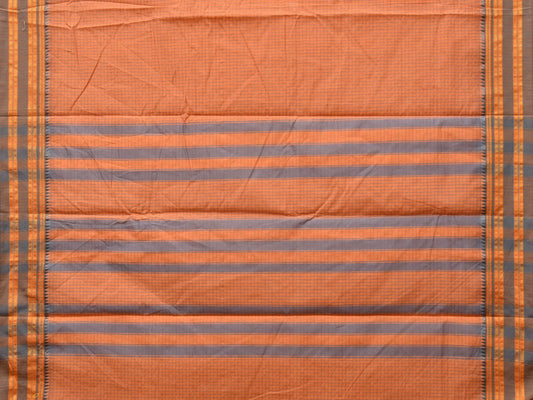 Peach Bamboo Cotton Saree with Checks Design No Blouse - Global Threads | Swadesiicart