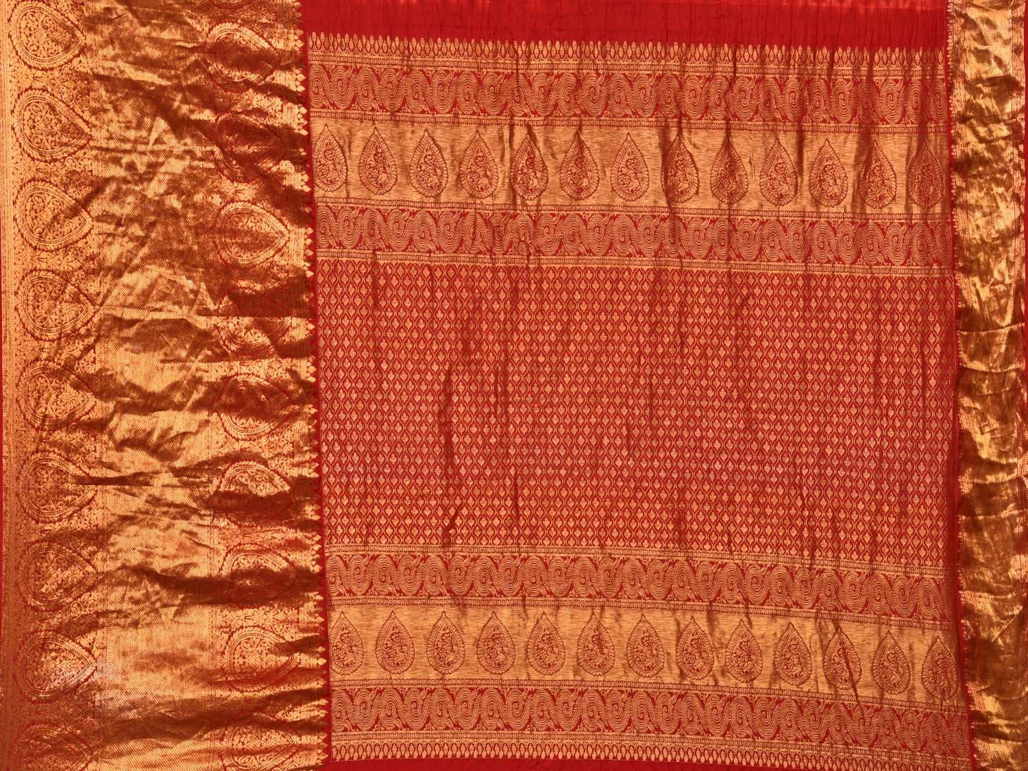 Peach Bandhani Kanchipuram Silk Handloom Saree with Pallu and Border Design - Global Threads | Swadesiicart