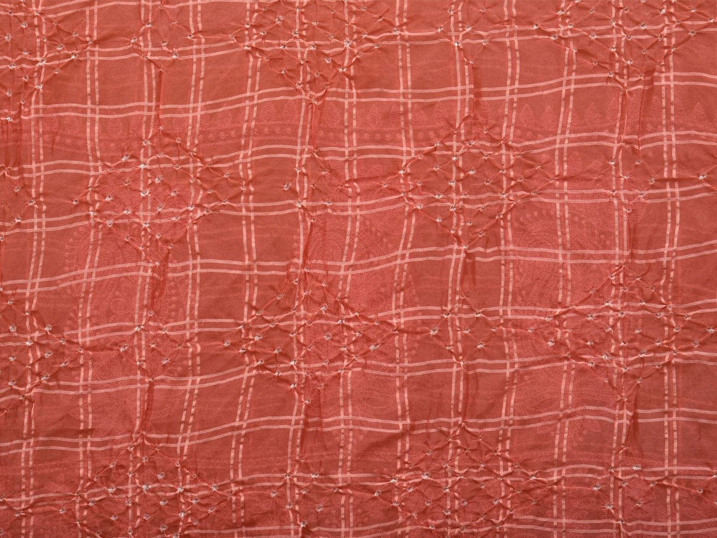 Peach Bandhani Silk Handloom Dupatta with Mango and Border Design - Global Threads | Swadesiicart