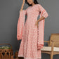 Yufta Peach Cotton Silk Embroidered Anarkali Kurta Dupatta Set - Swadesiicart