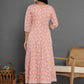 Yufta Peach Cotton Silk Embroidered Anarkali Kurta Dupatta Set - Swadesiicart